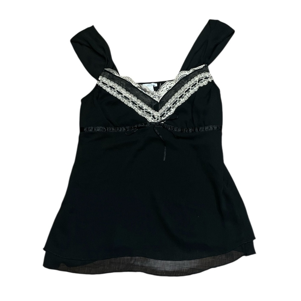 Apt. 9 Black Top with Cream Lace Detail